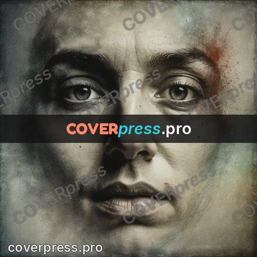 Grunge illustration: woman's face in dark splashes