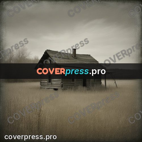 Grunge illustration: abandoned house in dry grass