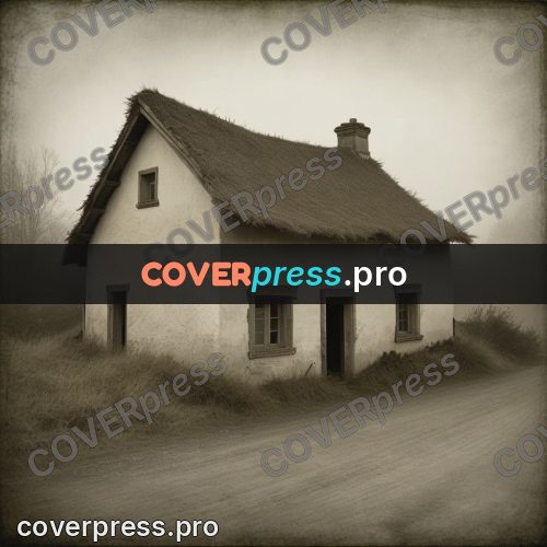 Grunge illustration: cottage with a thatched roof