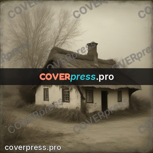 Grunge illustration: cottage with a thatched roof