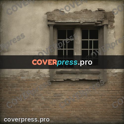 Grunge illustration: opening in a peeling wall