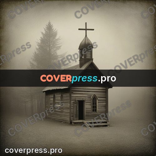 Grunge illustration: wooden chapel with a cross