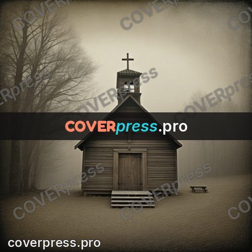 Grunge illustration: wooden chapel with a cross
