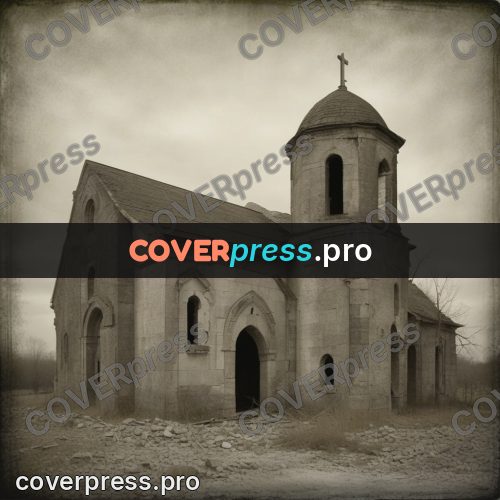 Grunge illustration: stone church with a dome