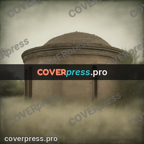 Grunge illustration: round brick chapel