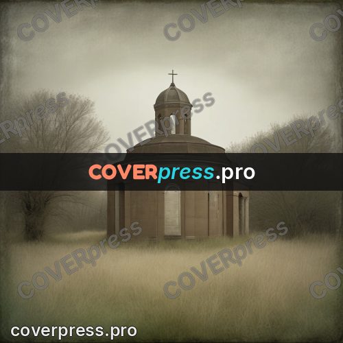 Grunge illustration: round brick chapel