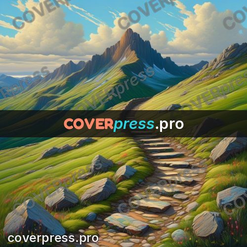 Acrylic illustration: stone path in the mountains