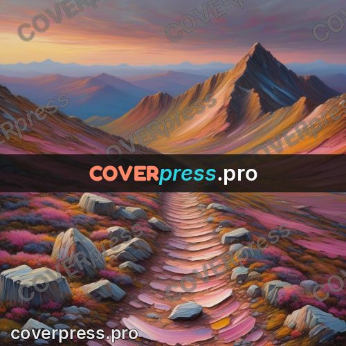 Acrylic illustration: pink slopes with stones