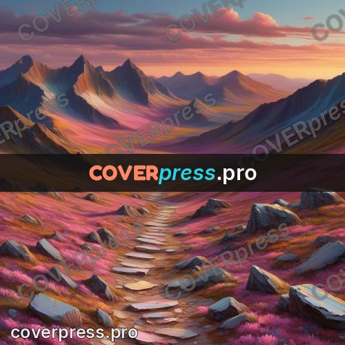 Acrylic illustration: pink slopes with stones