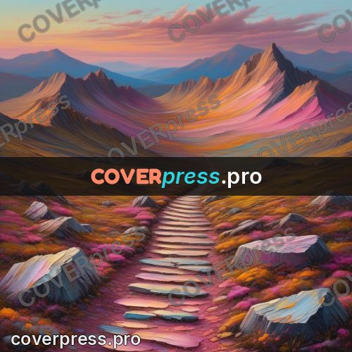 Acrylic illustration: pink slopes with stones