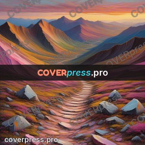 Acrylic illustration: pink slopes with stones