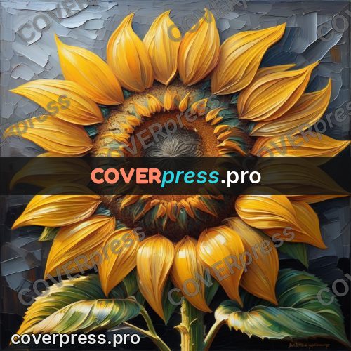 Acrylic illustration: large sunflower head