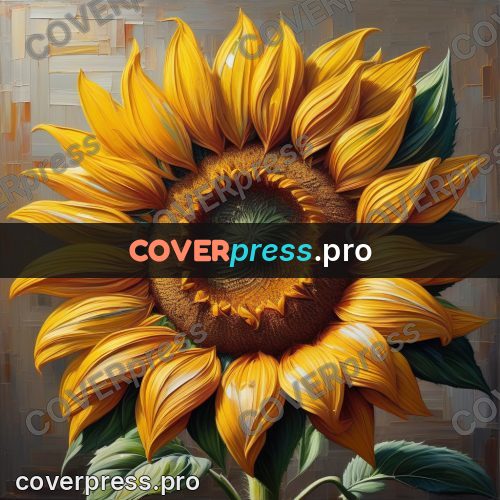 Acrylic illustration: large sunflower head