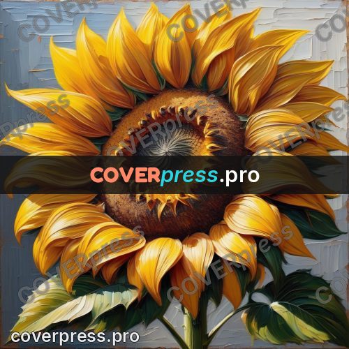 Acrylic illustration: large sunflower head