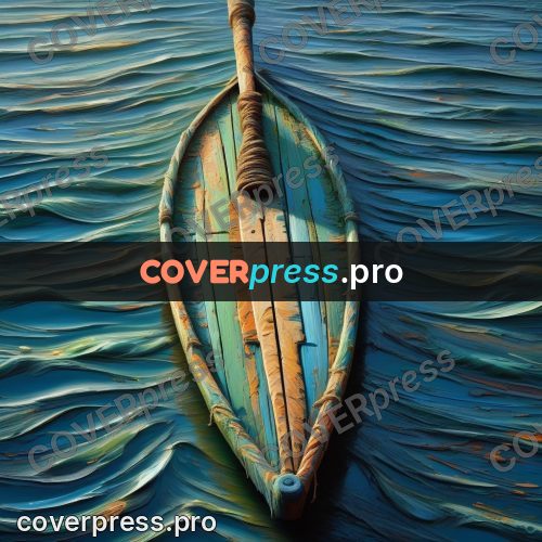 Acrylic illustration: oar and rope by the water