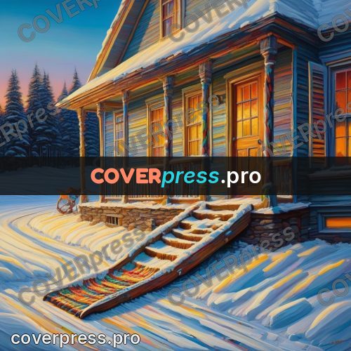 Acrylic illustration: house porch in winter