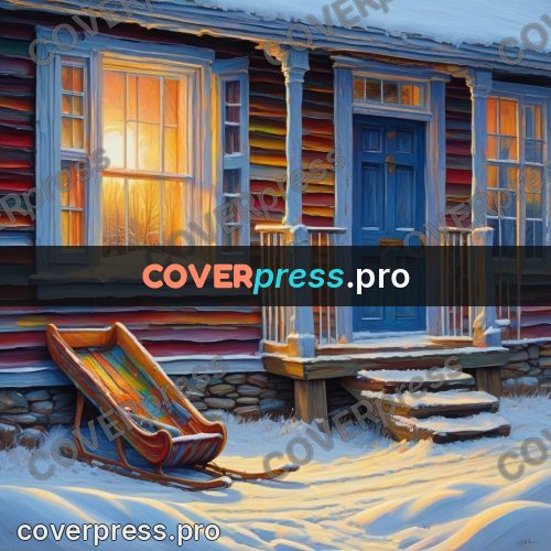 Acrylic illustration: house porch in winter