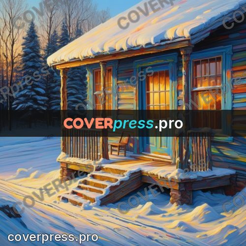 Acrylic illustration: house porch in winter