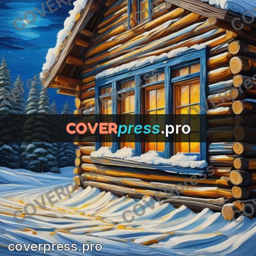 Acrylic illustration: cabin window at night