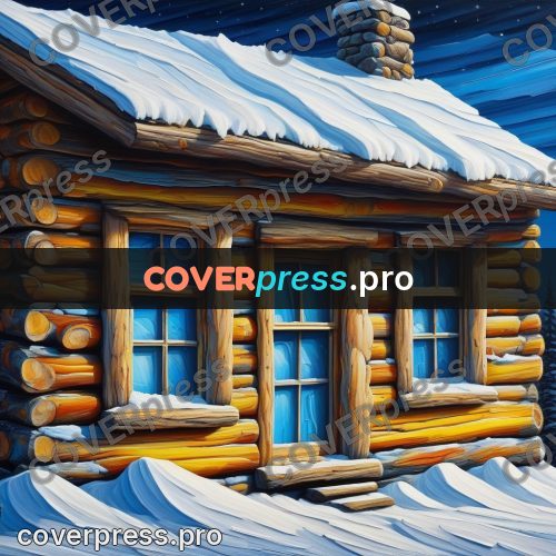 Acrylic illustration: cabin window at night