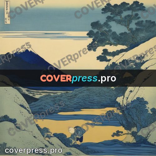 Japanese woodblock print: valley between gentle slopes