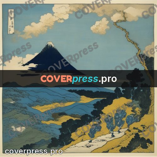 Japanese woodblock print: clouds at the mountain foot