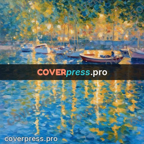 Impressionist illustration: boats in a sunlit harbour