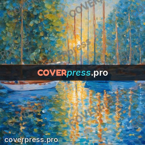 Impressionist illustration: boats in a sunlit harbour