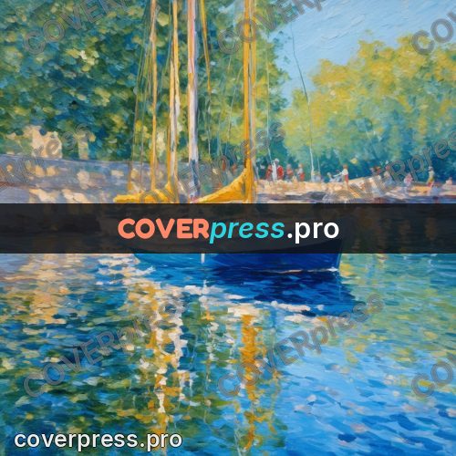 Impressionist illustration: boats in a sunlit harbour