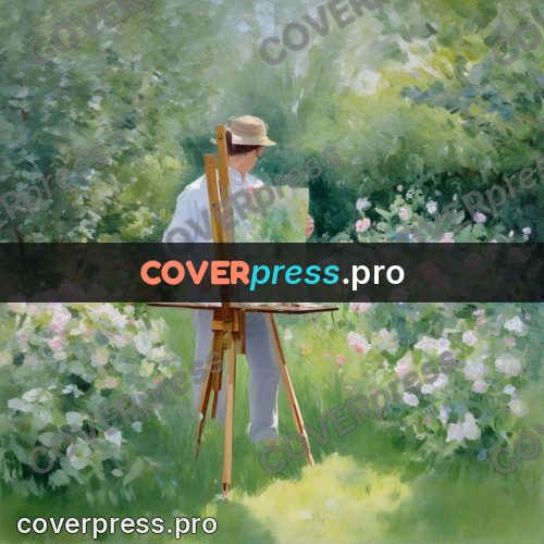 Impressionist illustration: painter at an easel