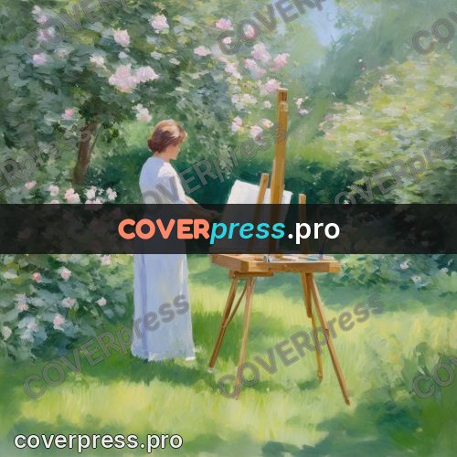 Impressionist illustration: painter at an easel