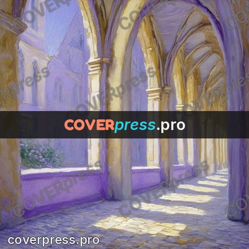 Impressionist illustration: arches in lilac light