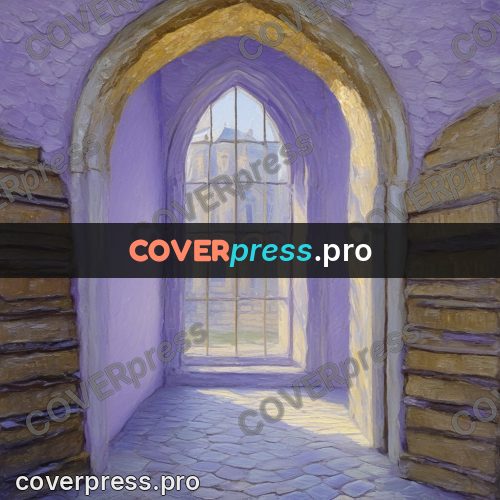 Impressionist illustration: arches in lilac light