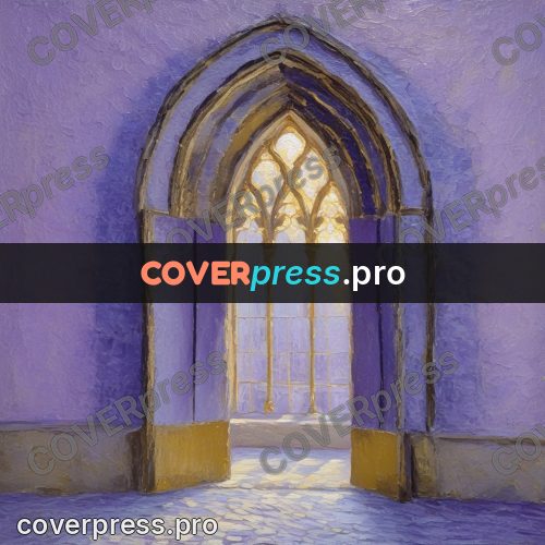Impressionist illustration: arches in lilac light