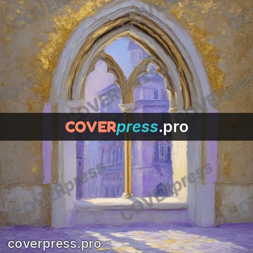 Impressionist illustration: arches in lilac light