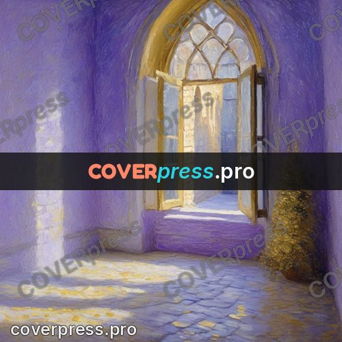 Impressionist illustration: arches in lilac light