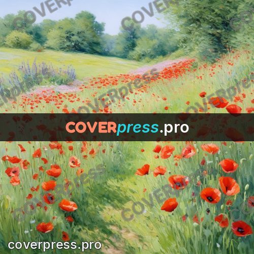 Impressionist illustration: field of red poppies