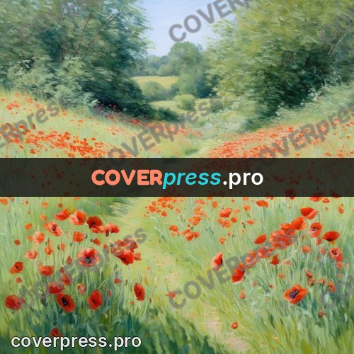 Impressionist illustration: field of red poppies
