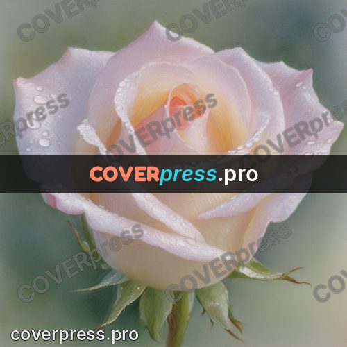Impressionist illustration: pale rose with dew drops