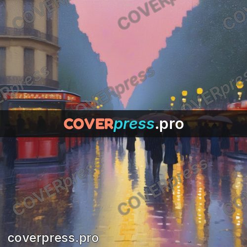 Impressionist illustration: boulevard after the rain