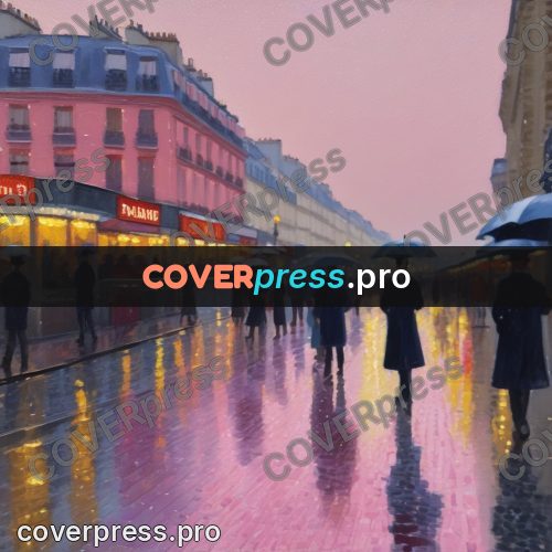 Impressionist illustration: boulevard after the rain