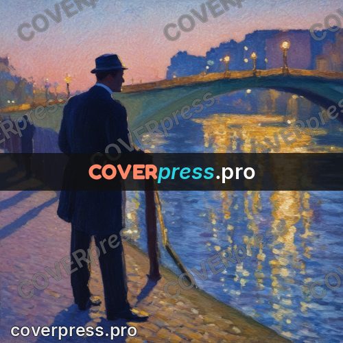 Impressionist illustration: man on a river embankment