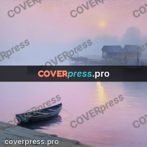 Impressionist illustration: boats on a misty river