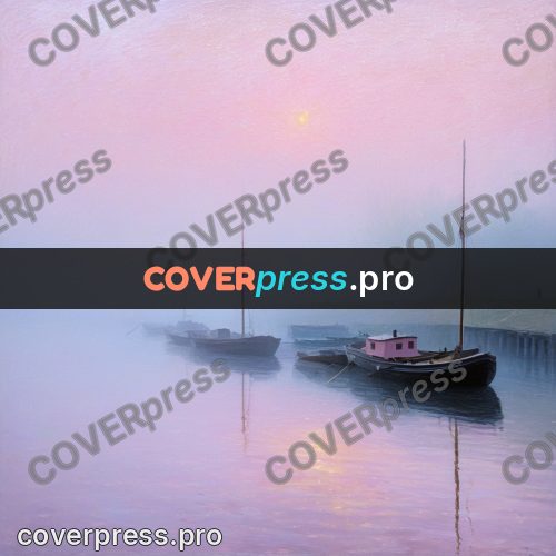 Impressionist illustration: boats on a misty river