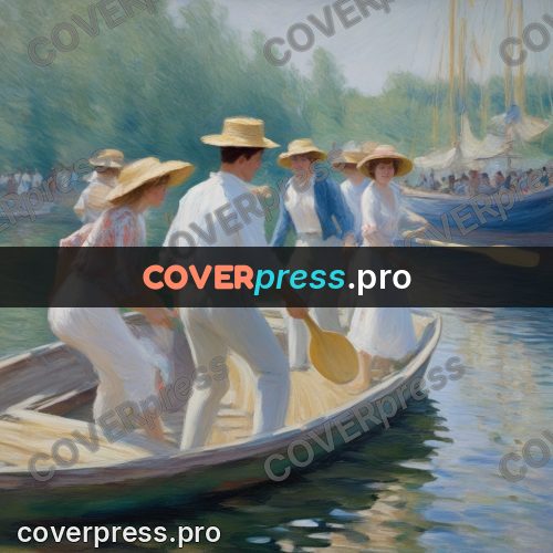 Impressionist illustration: young people in summer boats