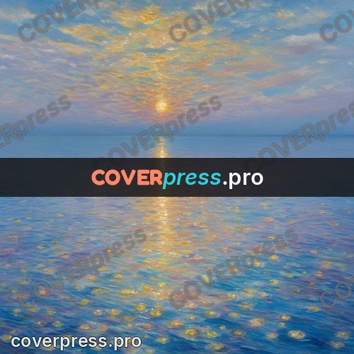Impressionist illustration: sun track on the water
