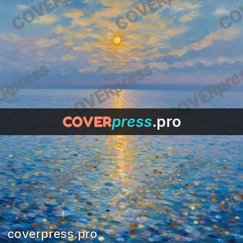 Impressionist illustration: sun track on the water
