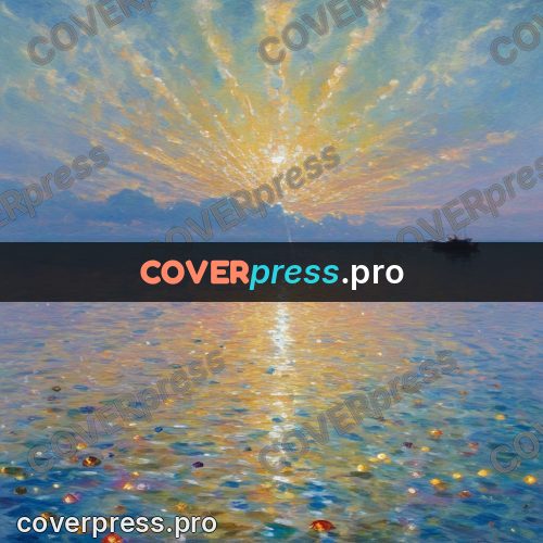Impressionist illustration: sun track on the water
