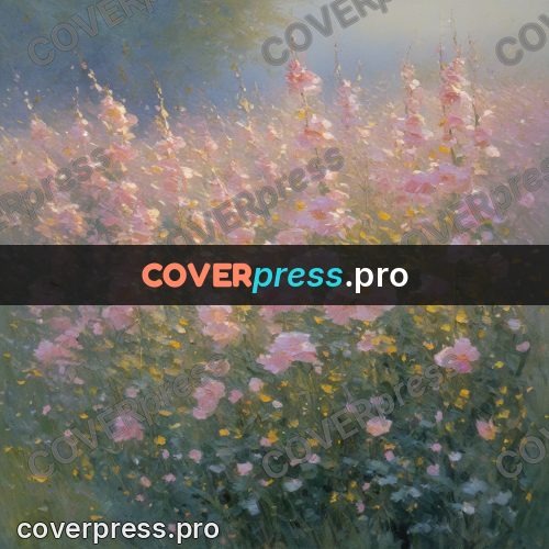 Impressionist illustration: pink wild flowers