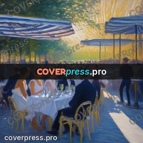 Impressionist illustration: people at café tables